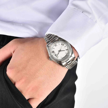 Business men's custom Seiko mod watch on wrist with dress shirt