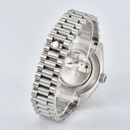 Presidential style stainless steel bracelet for Seiko mod watch