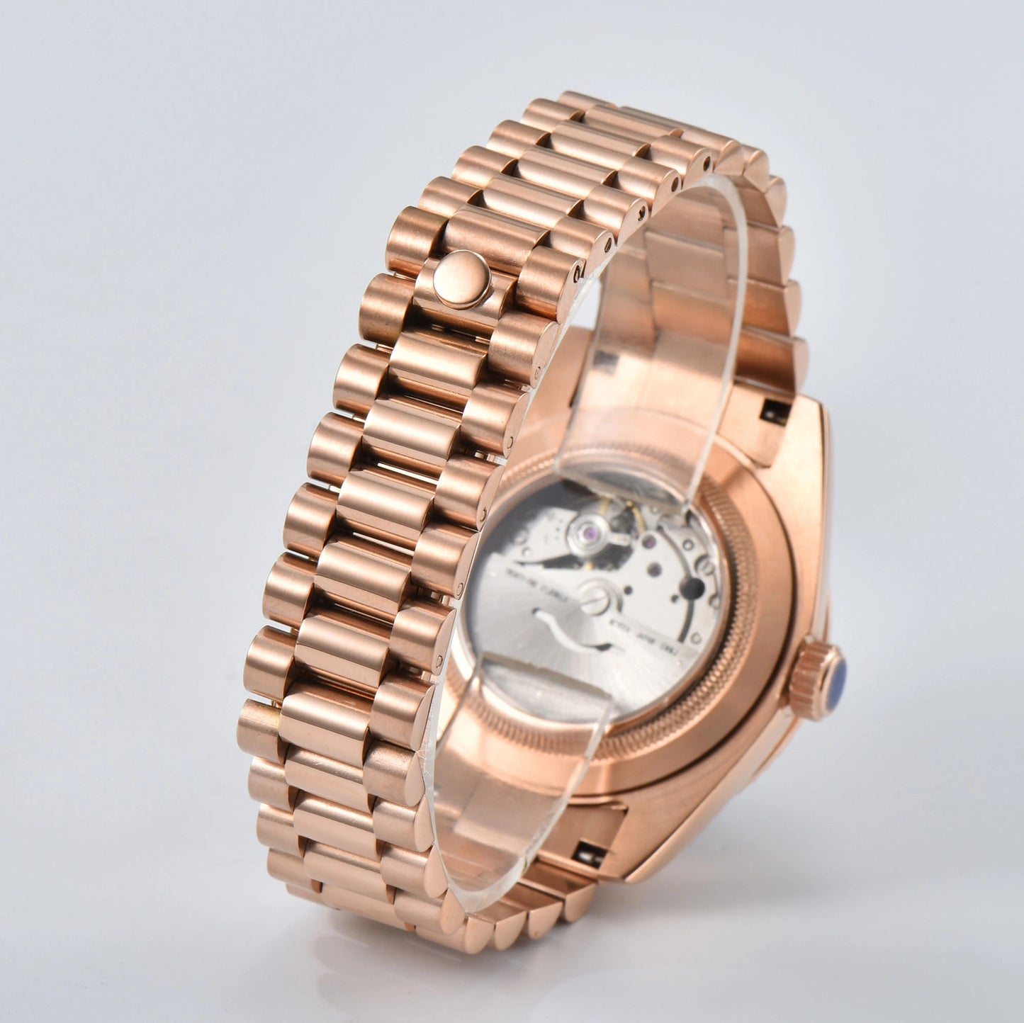 Rose gold presidential bracelet for Seiko mod watch day date style