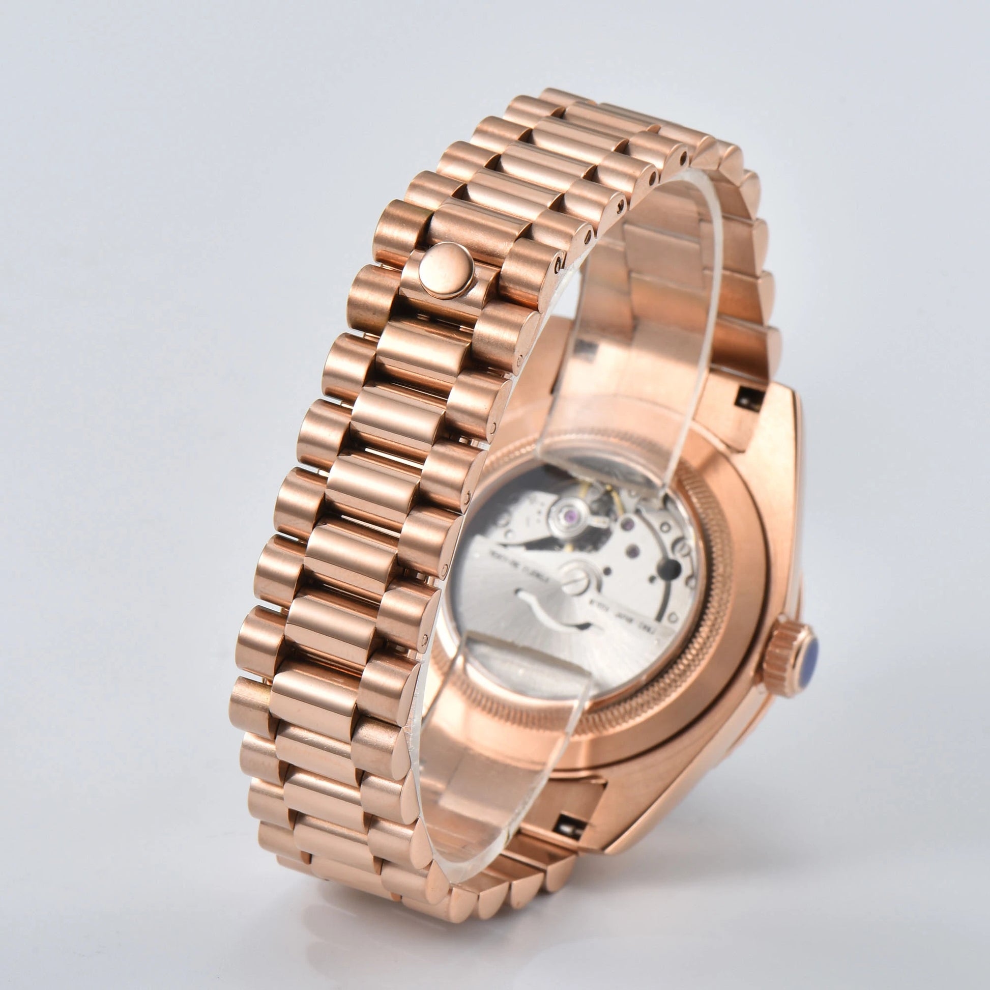 Rose gold presidential bracelet for Seiko mod watch day date style